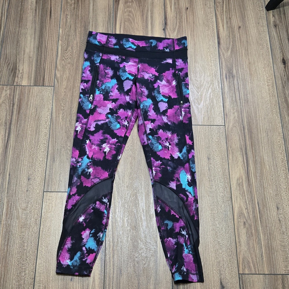 Lululemon Inspire Tight Abstract Floral Mesh Panel Leggings Zipper Pockets 6 - Picture 15 of 15